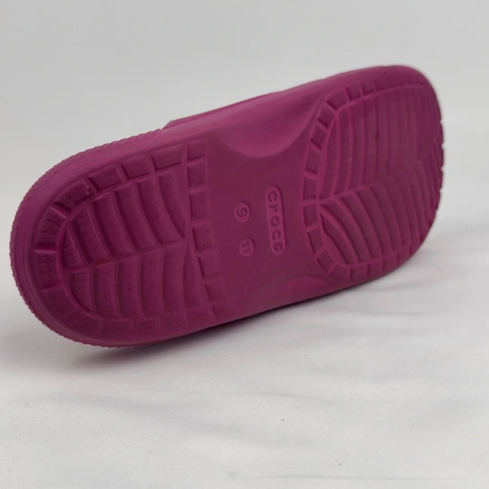 Crocs Pink Two-Strap Slide Sandals Sz M9 W11 Magenta Comfort Slip-On